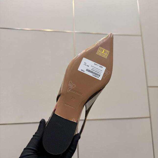 BURBERRY 26S SLINGBACK IN STRIPED COLOR COORDINATION FABRIC