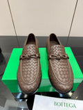 BOTTEGA VENETA 26S LOAFERS IN BROWN TECHNICAL WOVEN CALFSKIN