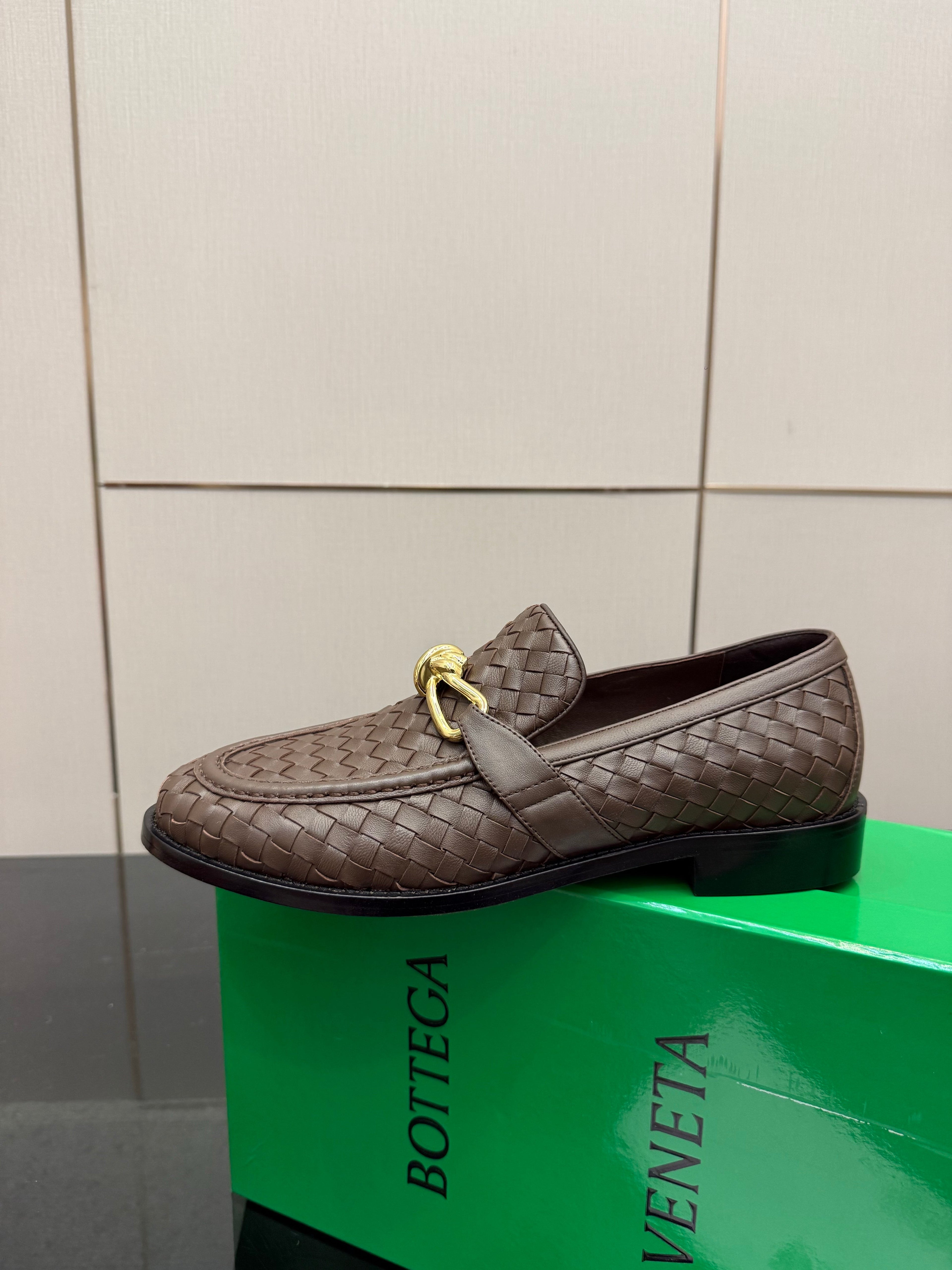 BOTTEGA VENETA 26S LOAFERS IN BROWN TECHNICAL WOVEN CALFSKIN STYLE 3
