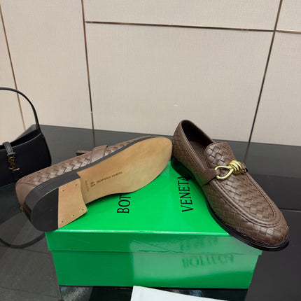 BOTTEGA VENETA 26S LOAFERS IN BROWN TECHNICAL WOVEN CALFSKIN STYLE 3