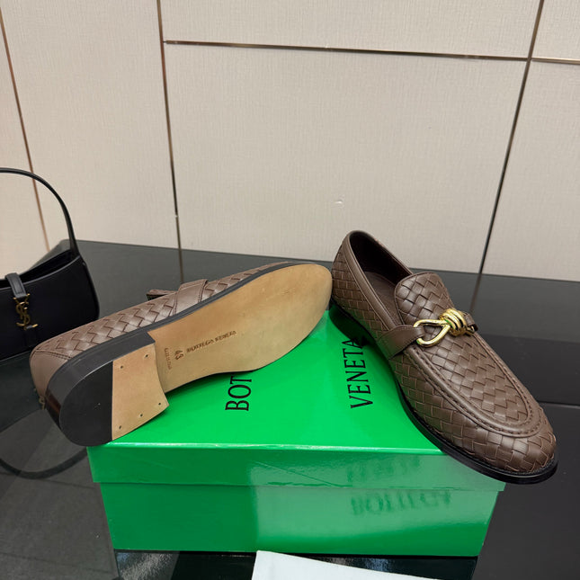 BOTTEGA VENETA 26S LOAFERS IN BROWN TECHNICAL WOVEN CALFSKIN STYLE 3