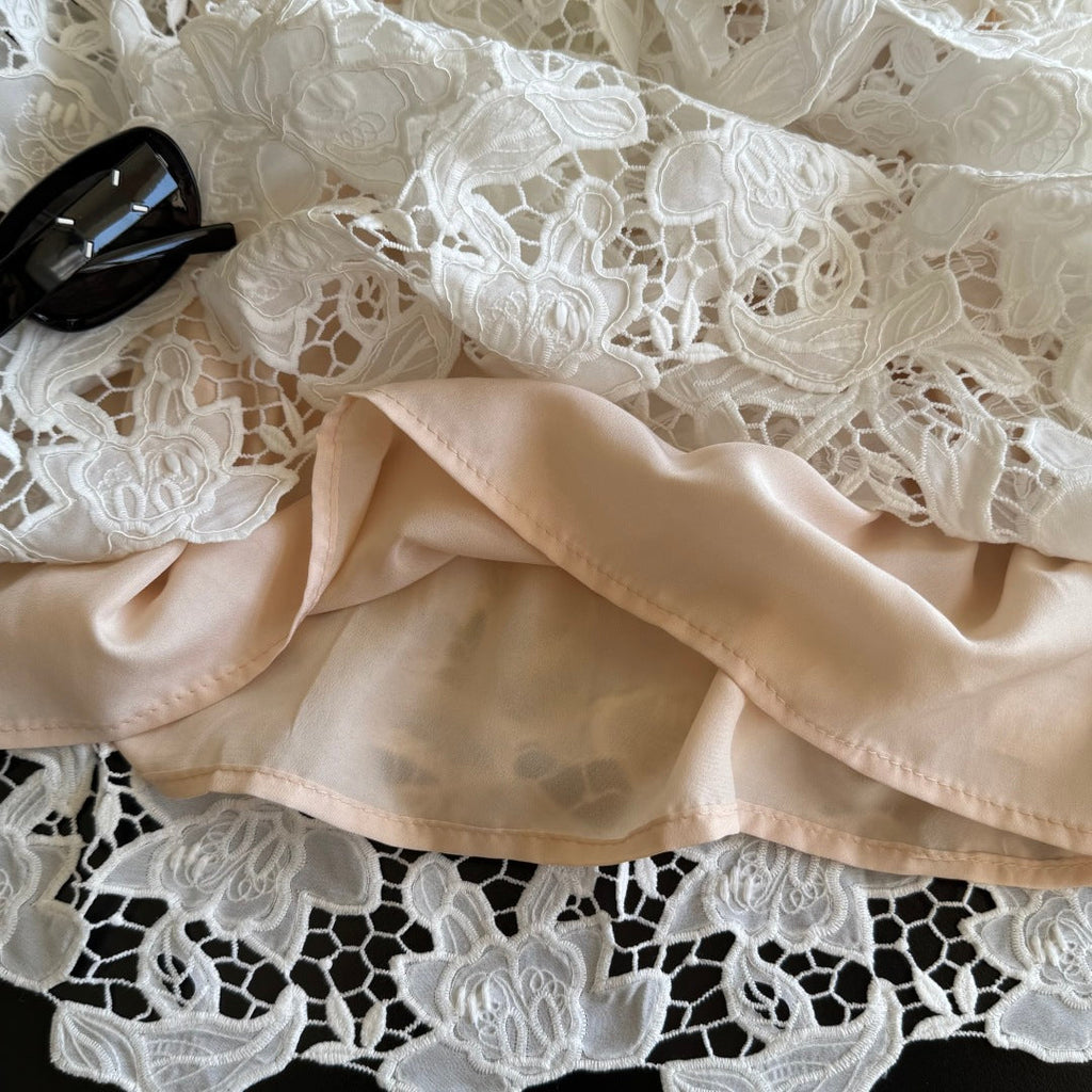 WHITE FLORAL LACE DRESS 25S IN LACE MATERIAL 267155