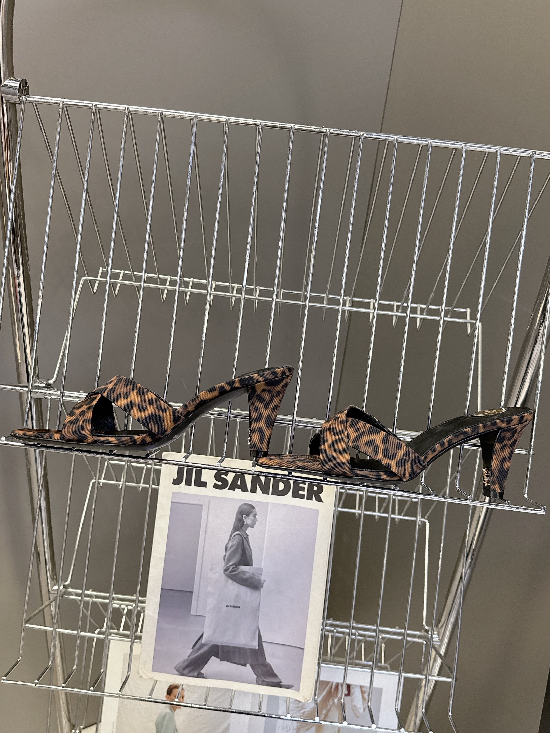 YSL 25S JILL MULES 75MM IN LEOPARD PRINT SMOOTH CALFSKIN