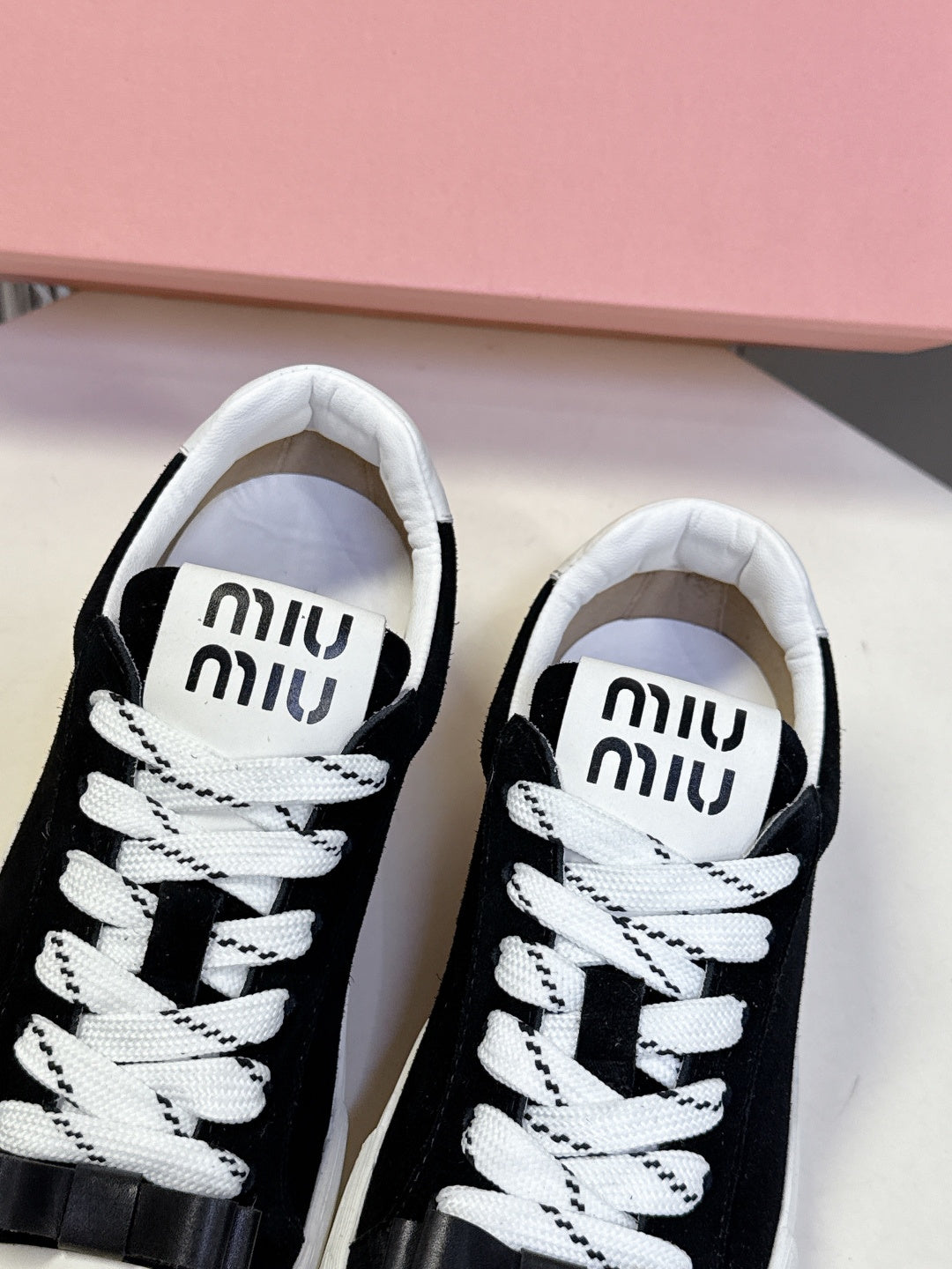 MIUMIU 25S SNEAKERS IN BLACK SUEDE