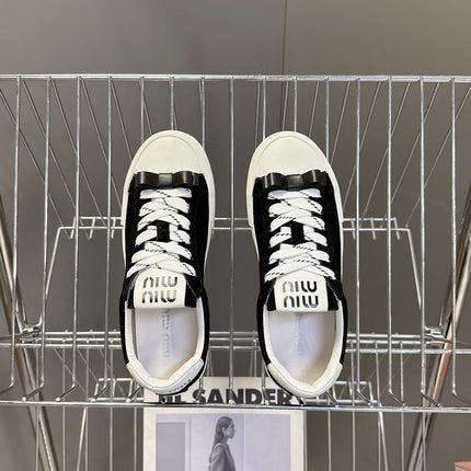 MIUMIU 25S SNEAKERS IN BLACK SUEDE