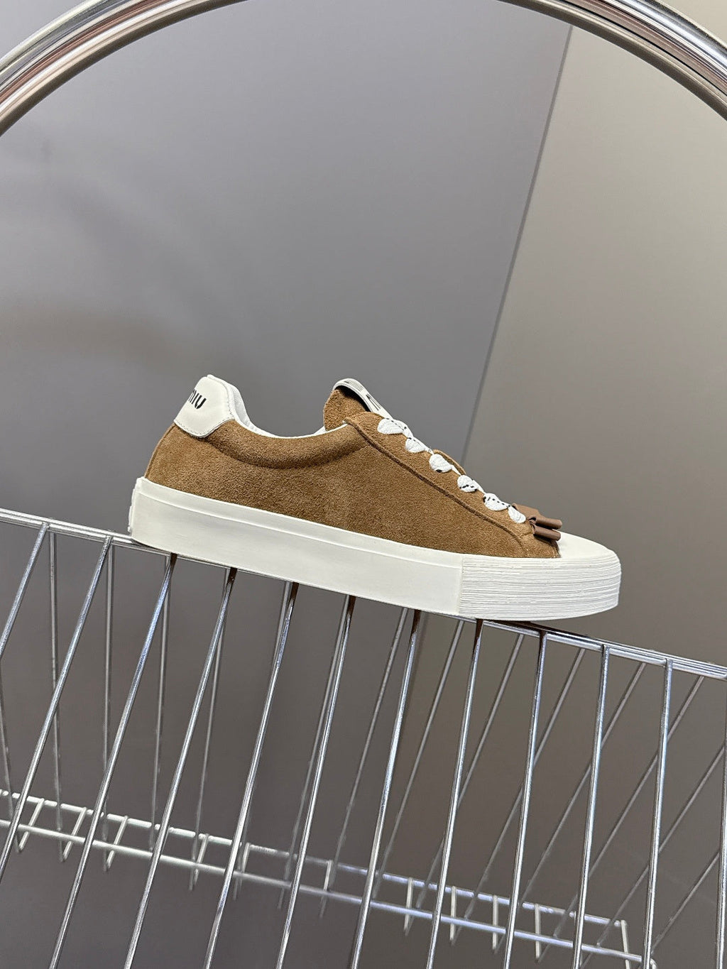 MIUMIU 25S SNEAKERS IN EARTH BROWN SUEDE