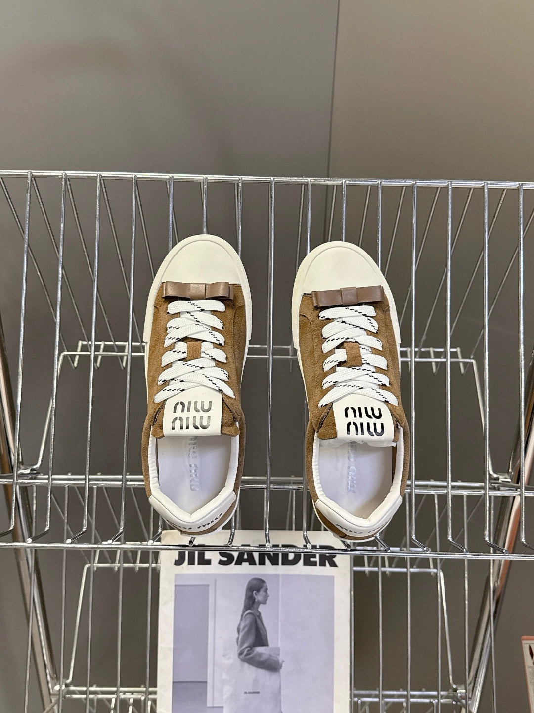 MIUMIU 25S SNEAKERS IN EARTH BROWN SUEDE
