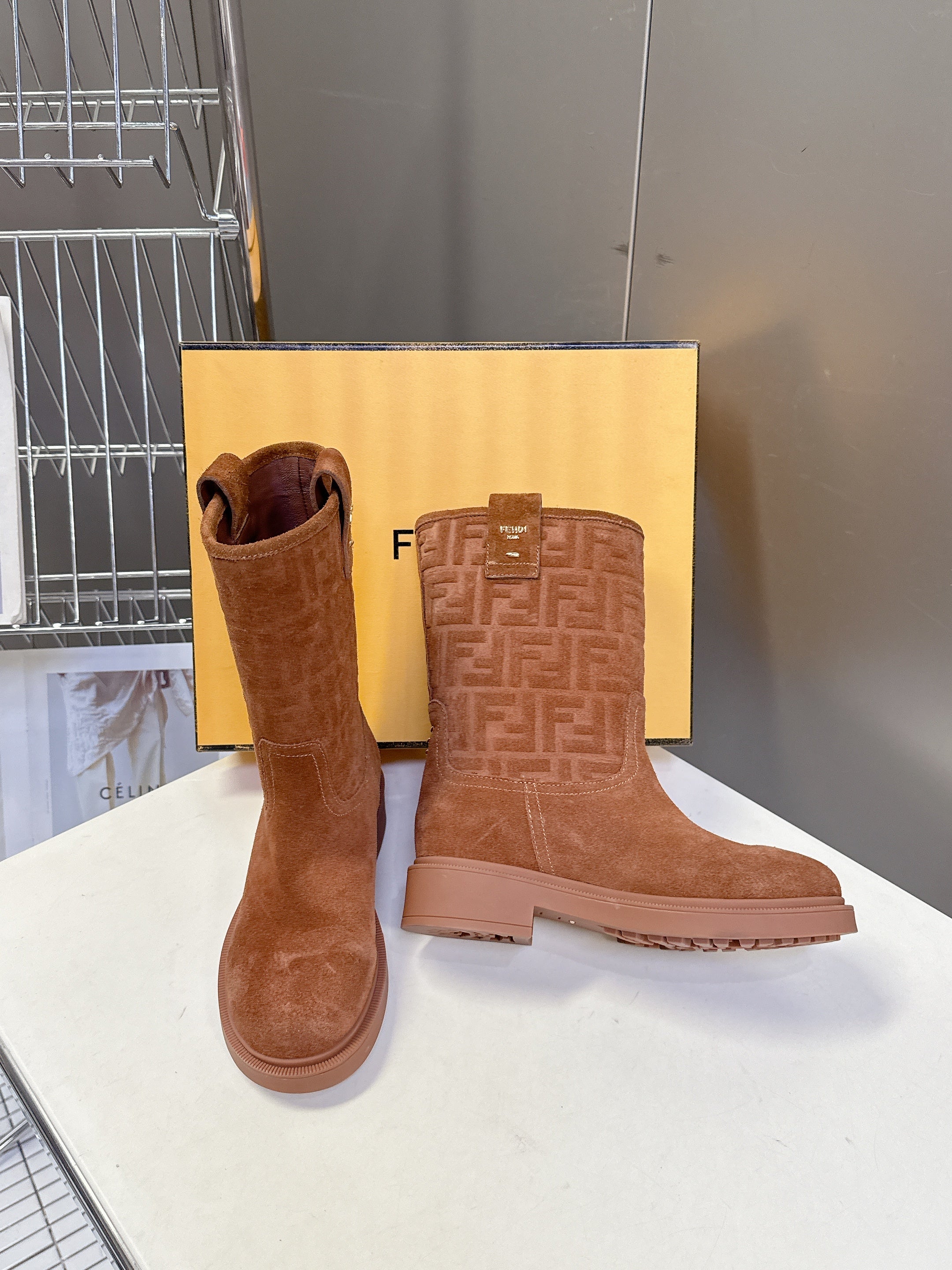 FENDI 25S BOOTS IN BROWN SUEDE
