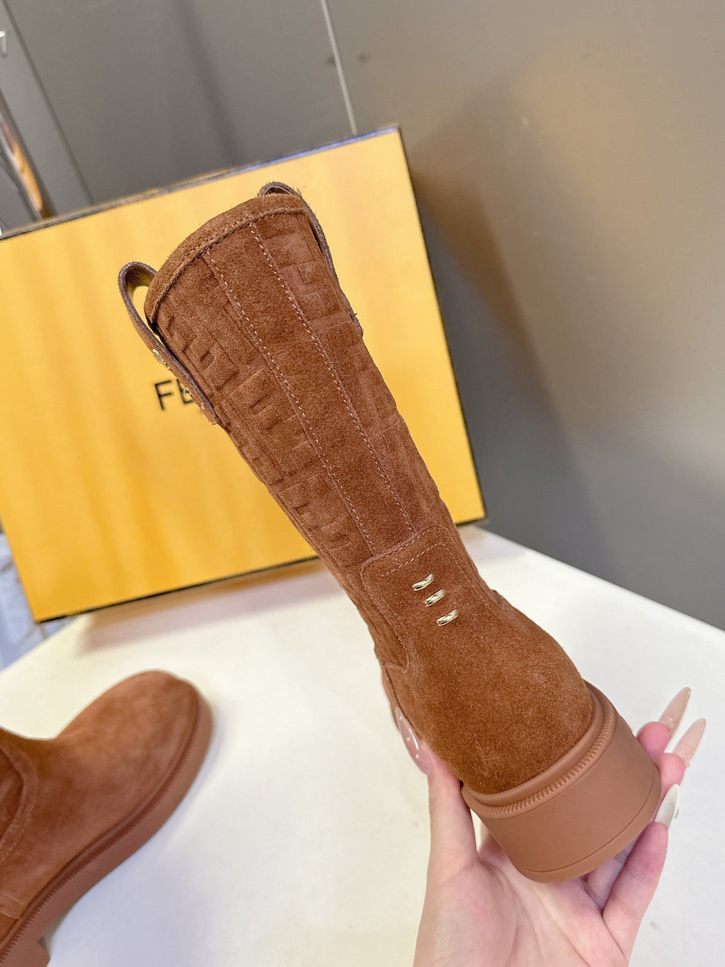 FENDI 25S BOOTS IN BROWN SUEDE