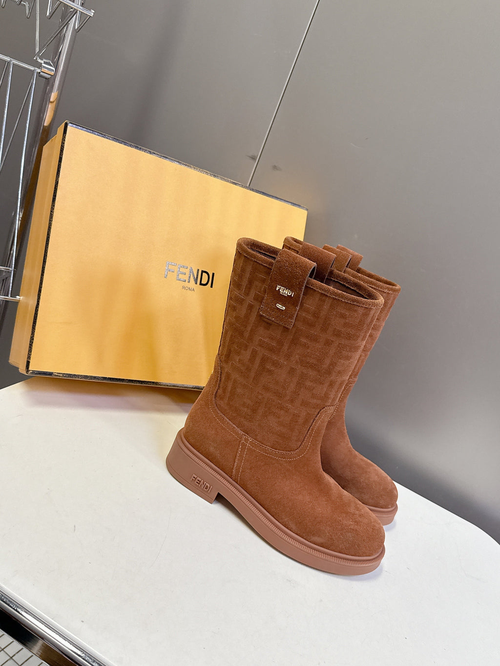 FENDI 25S BOOTS IN BROWN SUEDE
