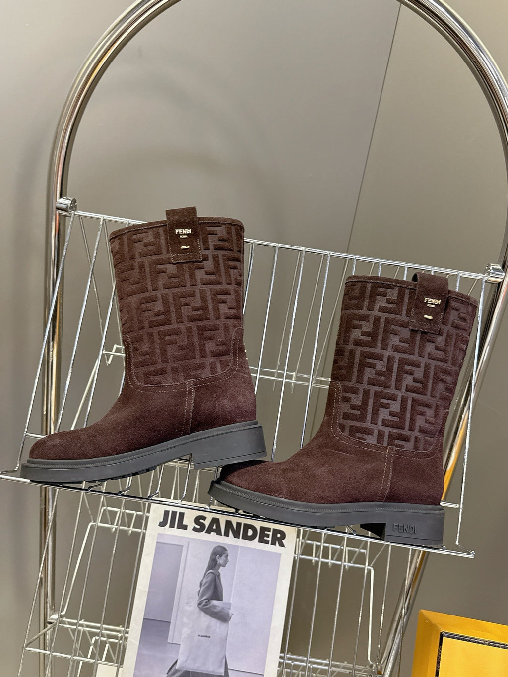 FENDI 25S BOOTS IN DARK CHOCOLATE BROWN SUEDE