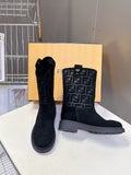 FENDI 25S BOOTS IN BLACK SUEDE