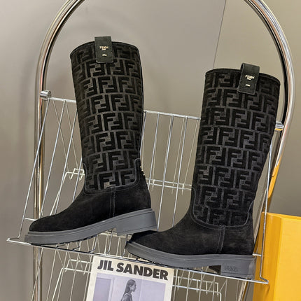 FENDI 25S HIGH-CUT BOOTS IN BLACK SUEDE