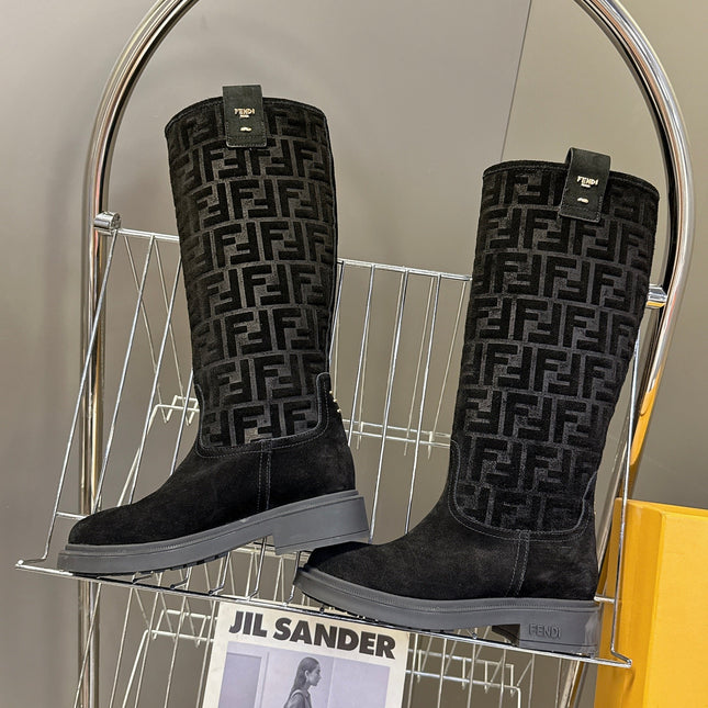 FENDI 25S HIGH-CUT BOOTS IN BLACK SUEDE