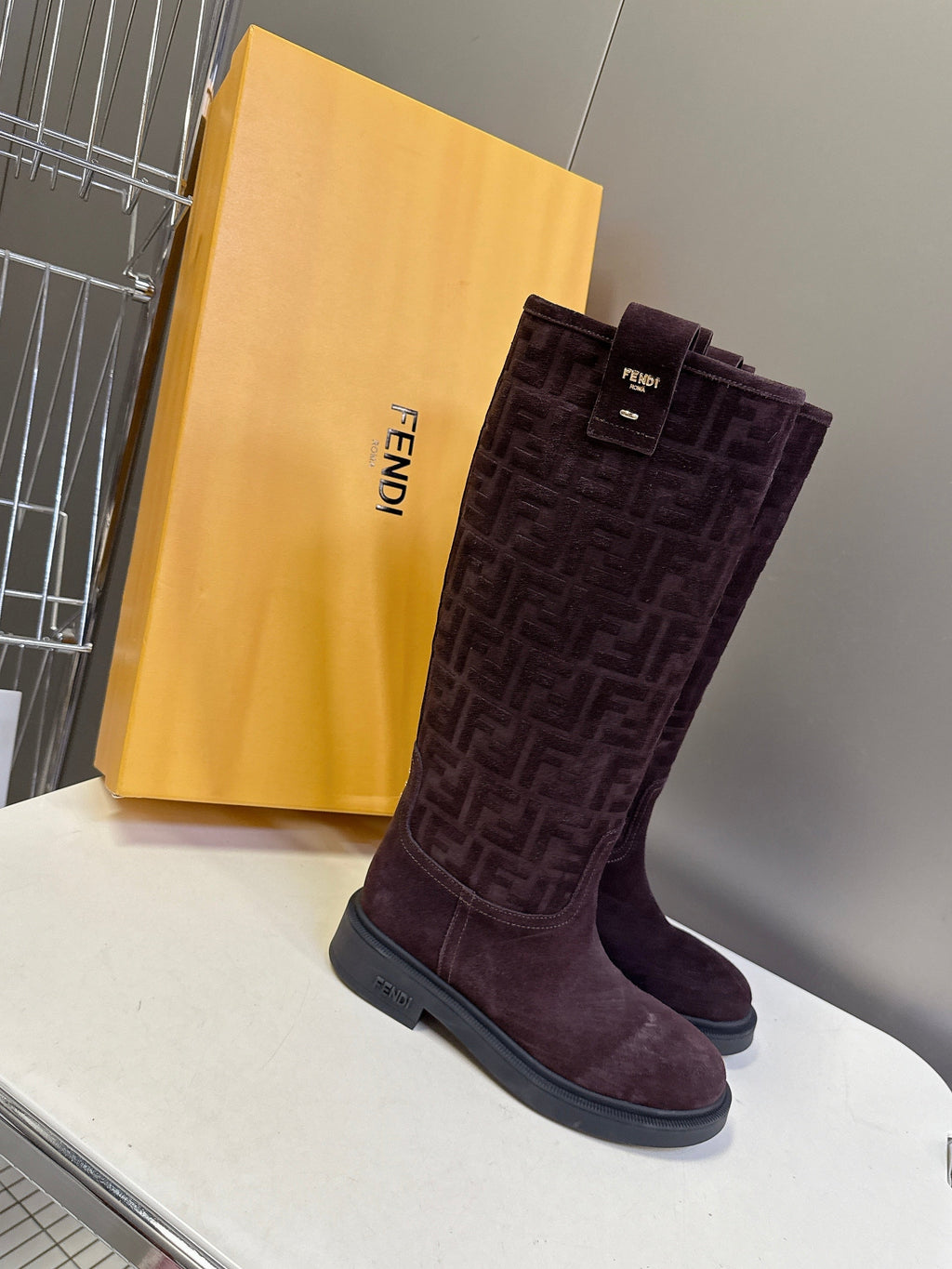 FENDI 25S HIGH-CUT BOOTS IN DARK BROWN SUEDE