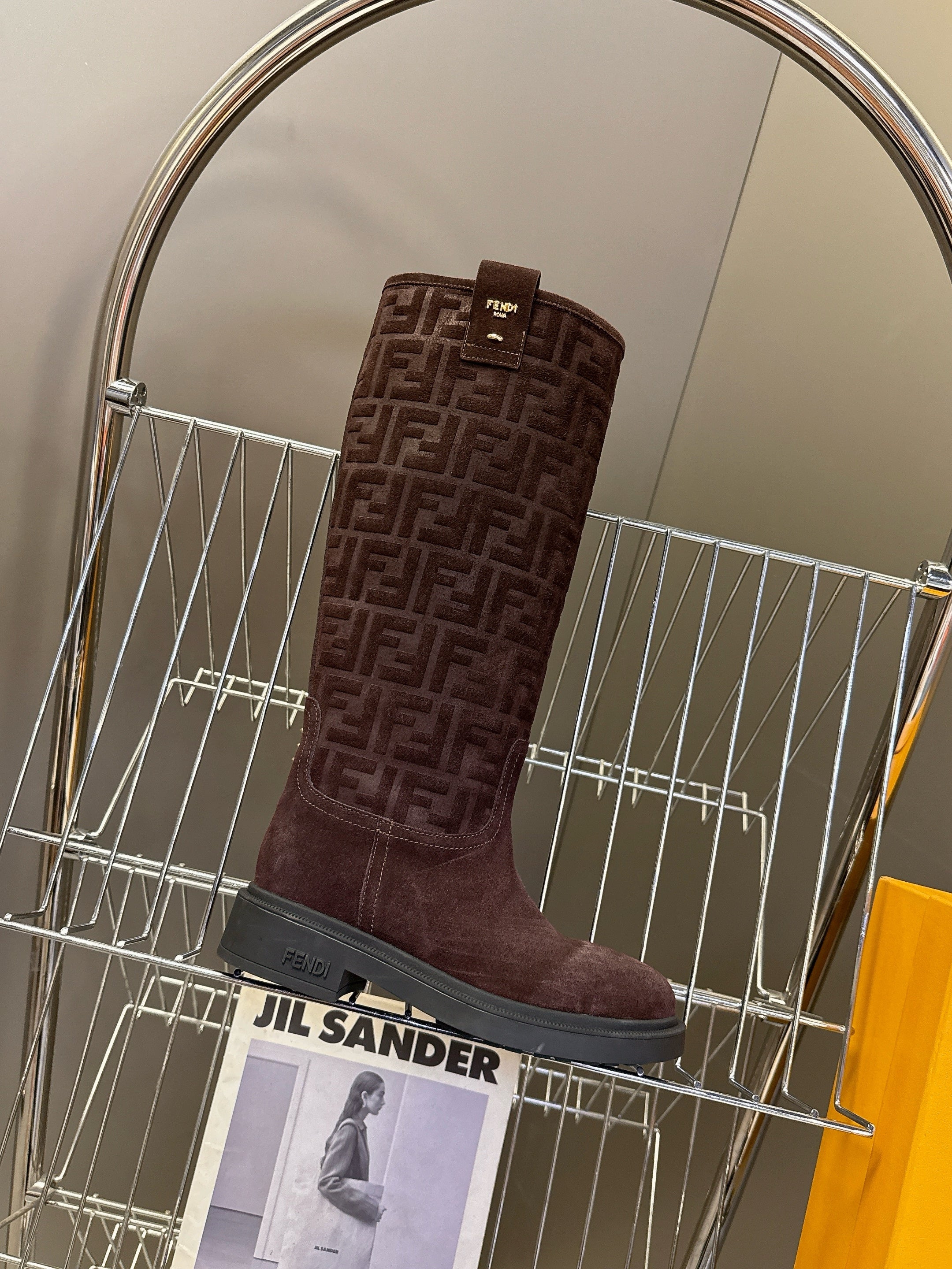FENDI 25S HIGH-CUT BOOTS IN DARK BROWN SUEDE