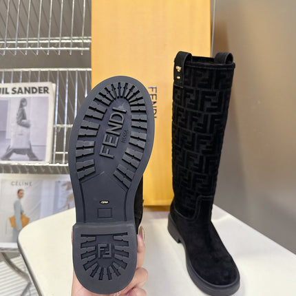 FENDI 25S HIGH-CUT BOOTS IN BLACK SUEDE