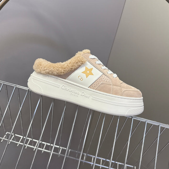 DIOR 25S DIOR STAR SNEAKERS 40 MM IN NUDE PINK SUEDE AND WOOL