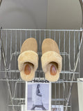 CELINE 26S WEDGE MULES IN SAND BEIGE SUEDE AND WOOL