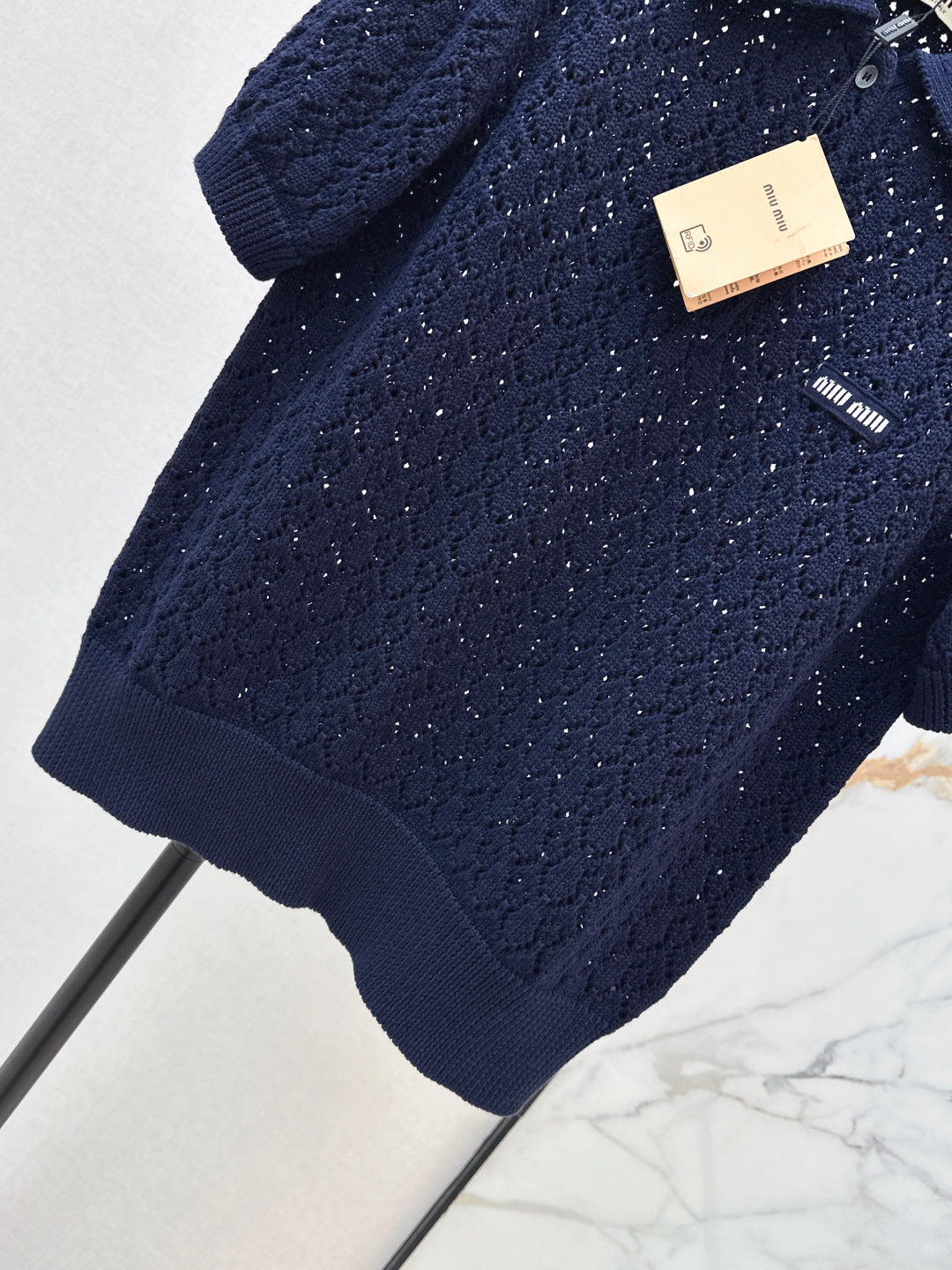 MIUMIU 26S SHORT-SLEEVED KNIT POLO SHIRT STYLE 1041