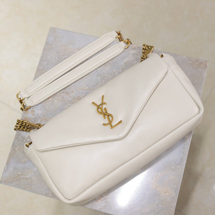 YSL 25S CALYPSO HANDBAG 26 IN IVORY LAMBSKIN GOLD HARDWARE