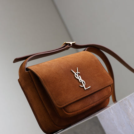 YSL 25S NIKI SATCHEL 22 IN DARK CARAMEL SUEDE GOLD HARDWARE
