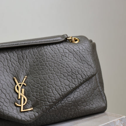 YSL 25S CALYPSO 30 IN DARK OLIVE GRAINED CALFSKIN GOLD HARDWARE