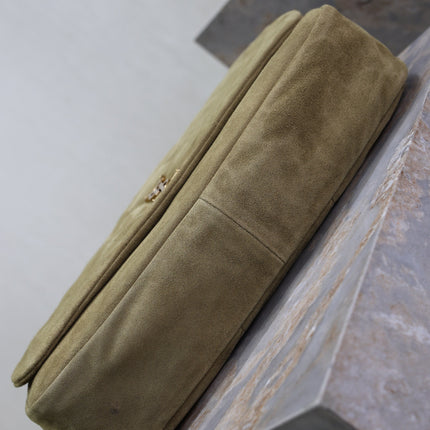 YSL 25S LARGE JAMIE 43 IN MUTED KHAKI SUEDE GOLD HARDWARE