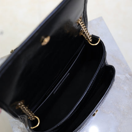 YSL 25S NIKI BAG 22 IN BLACK GLOSSY CALFSKIN GOLD HARDWARE