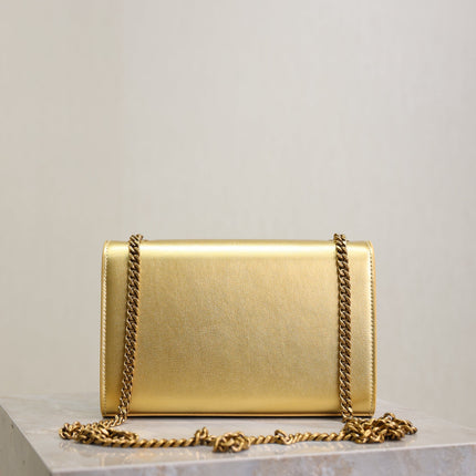 YSL 25S KATE BAG 20 IN GOLD METALLIC CALFSKIN GOLD HARDWARE