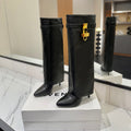 SHARK LOCK BOOTS IN BLACK CALFSKIN GOLD HARDWARE
