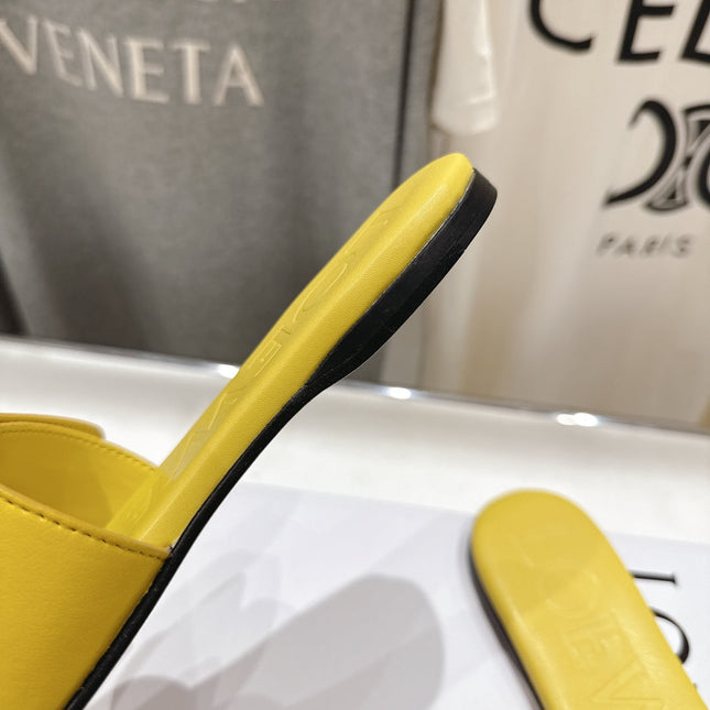 LOEWE 26S PEBBLE SLIDE IN YELLOW CALFSKIN GOLD HARDWARE