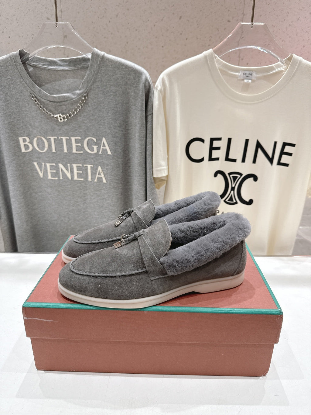 LP 25S SUMMER CHARMS WALK LOAFERS IN LIGHT CHARCOAL SUEDE AND FLEECE