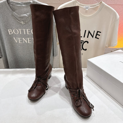 ALO 25S PALOMA WOOL TALL BOOTS 45 MM IN BROWN LAMBSKIN