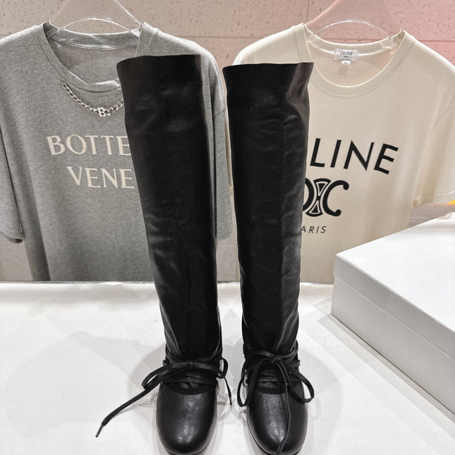 ALO 25S PALOMA WOOL TALL BOOTS 45 MM IN BLACK LAMBSKIN