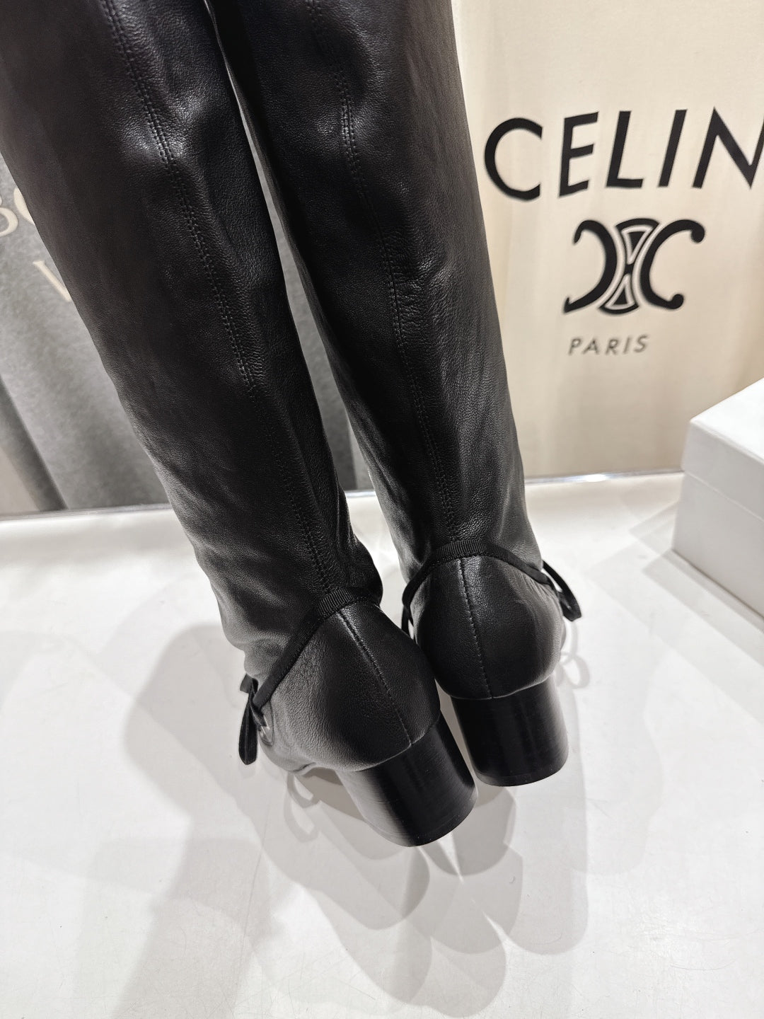 ALO 25S PALOMA WOOL TALL BOOTS 45 MM IN BLACK LAMBSKIN