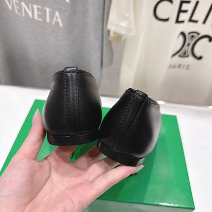 BOTTEGA VENETA 26S BALLET FLATS IN BLACK LAMBSKIN