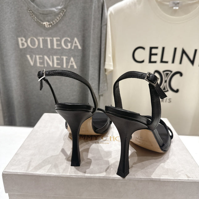 JIMMY CHOO 26S HIGH-HEELED SANDALS 100 MM IN BLACK LAMBSKIN