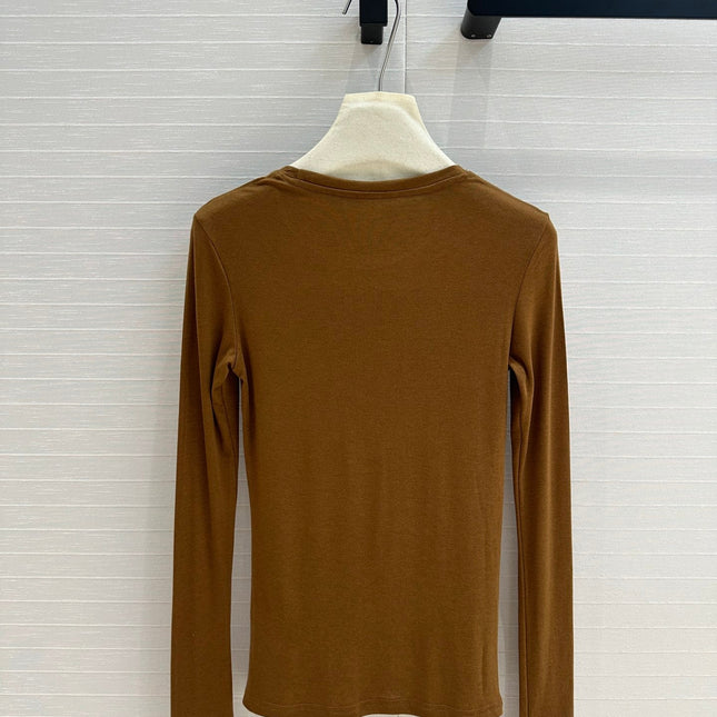 Loewe Long-sleeve T-shirt Olive Brown Lyocell