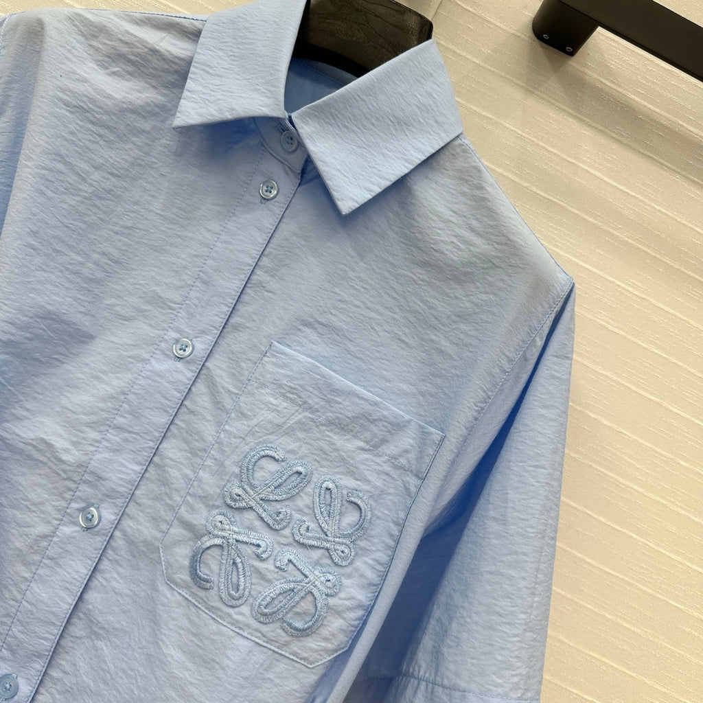 Loewe Short-sleeved Dress Blue Cotton