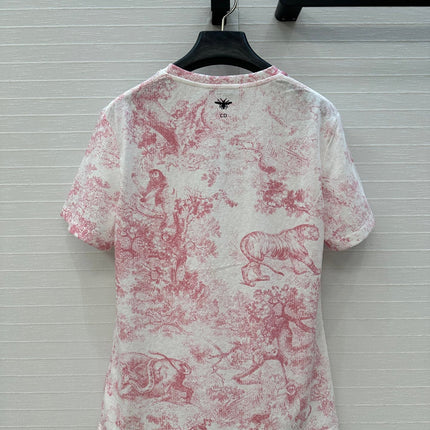 DIOR GRAPHIC PRINT T-SHIRT IN WHITE AND PINK