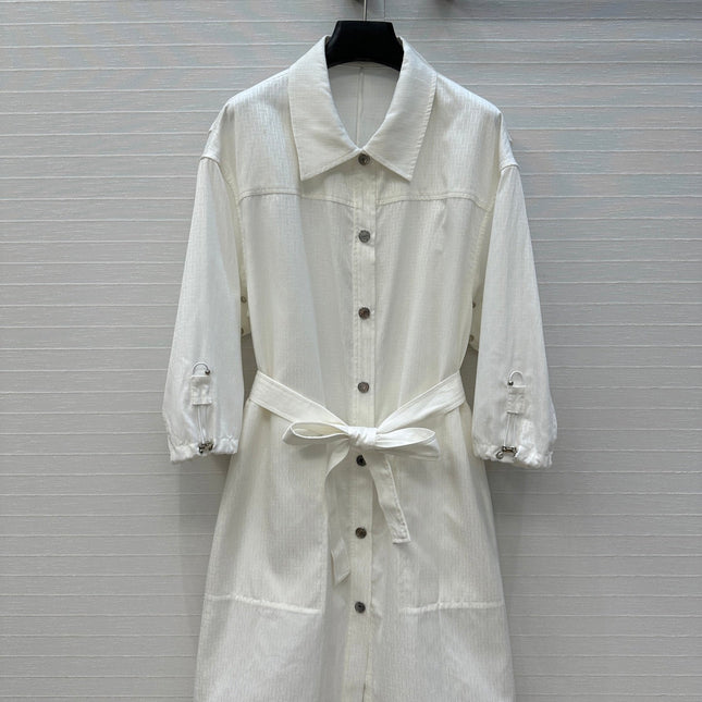 HERMES JACQUARD SHIRT DRESS WITH TIE NECK 276149