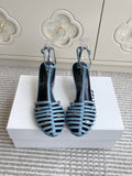CELINE 26S CLEA TRIOMPHE GLADIATOR HEEL SANDALS 60 MM IN SKY BLUE LAMBSKIN