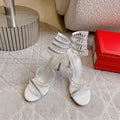 RENE CAOVILLA 26S CLEO HIGH HEELS SANDALS 95 MM IN WHITE LAMBSKIN STYLE 1