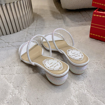 RENE CAOVILLA 26S HIGH-HEELED SANDALS 45 MM IN WHITE LAMBSKIN