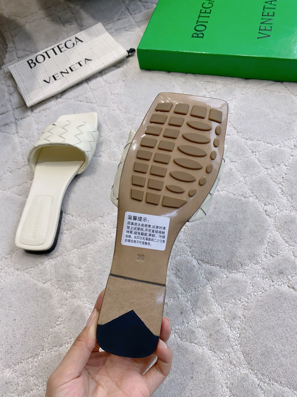 BOTTEGA VENETA 26S SQUARE-TOE SLIDE SANDALS IN CHALK WHITE LAMBSKIN
