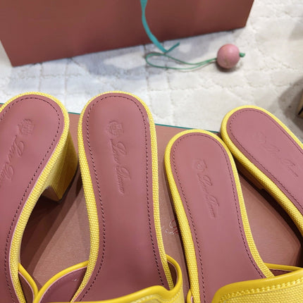 LP 26S SLIDES IN YELLOW CANVAS AND CALFSKIN