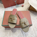 LP 26S SLIDES IN SAGE GREEN CANVAS AND CALFSKIN