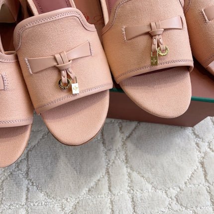LP 26S HIGH HEEL SANDALS IN BLUSH PINK CANVAS AND CALFSKIN