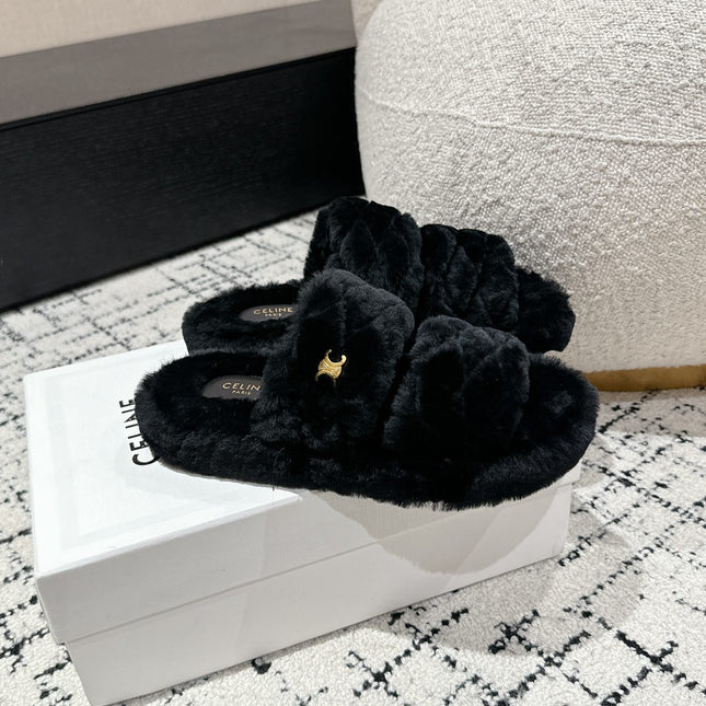DAD SANDAL MULE IN BLACK SHEARLING